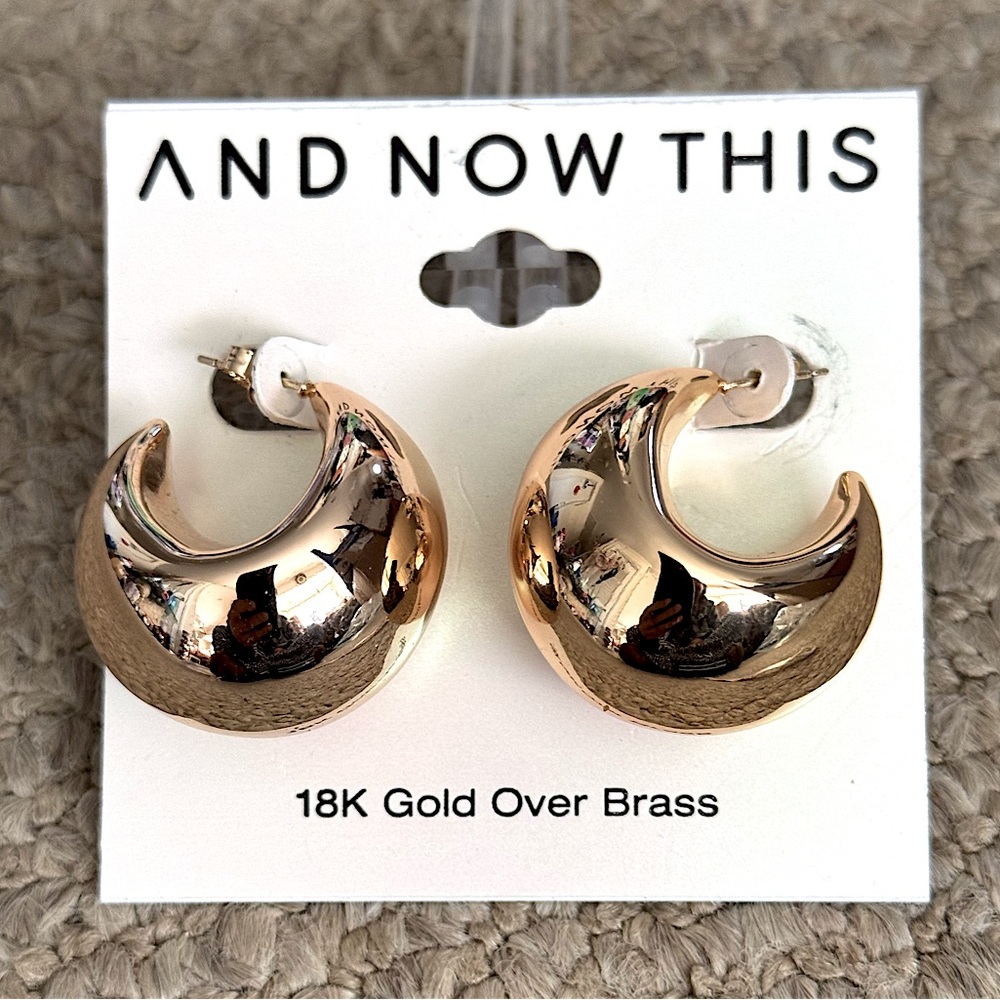 🤩 Macy’s And Now This 18k Gold Over Brass Hoop Earrings